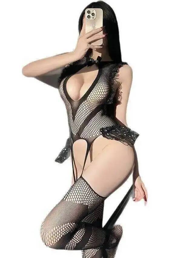 Fishnet Stocking Women - Sexy Lace Trim Fishing Net Bodystocking