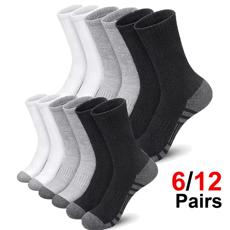 Cotton Crew Sock Pack - Men's 6 Pairs Pack High Performance