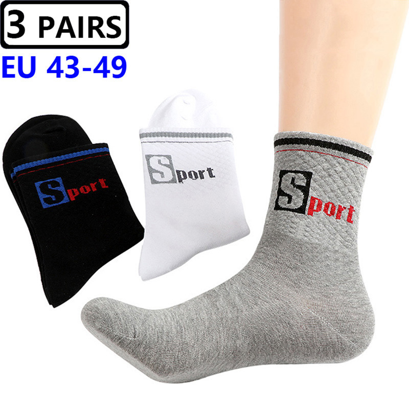 Cotton Crew Sock Pack - 3 Pairs/Pack Big Large Socks EU