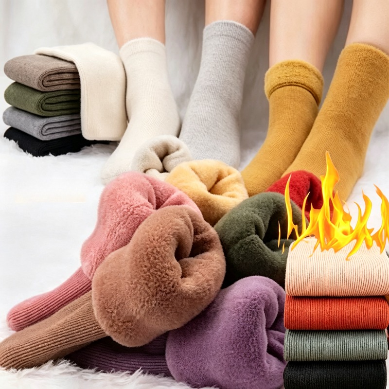 Boot Sock Slouchy - 1-4Pairs Warm Fleece Lined Mid Calf