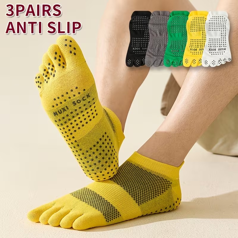 Toe Sock Split - Men's 3-Pair Toe Socks Anti-Slip Dotted
