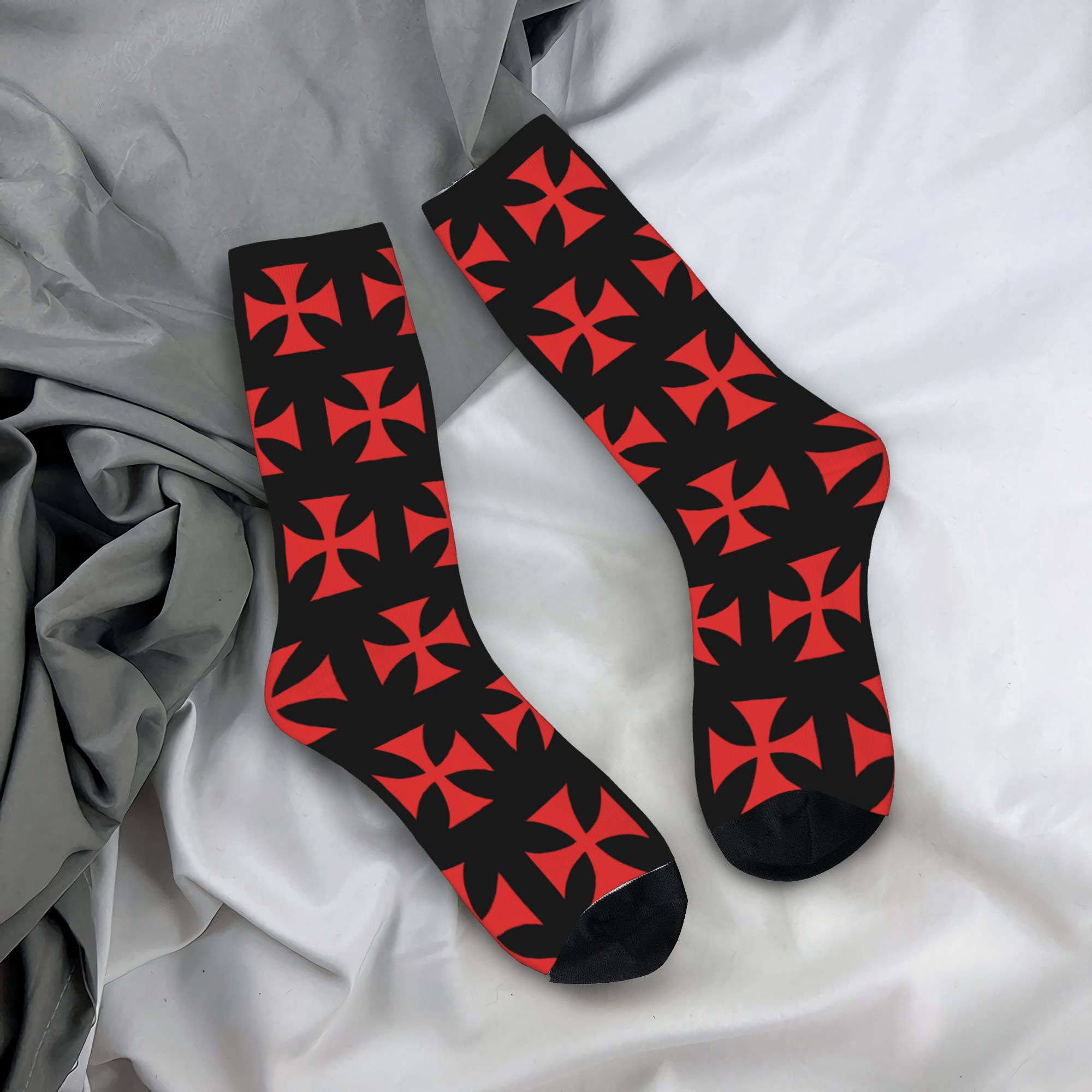 Dress Sock Men - Custom Red Templar Cross Knights Dress
