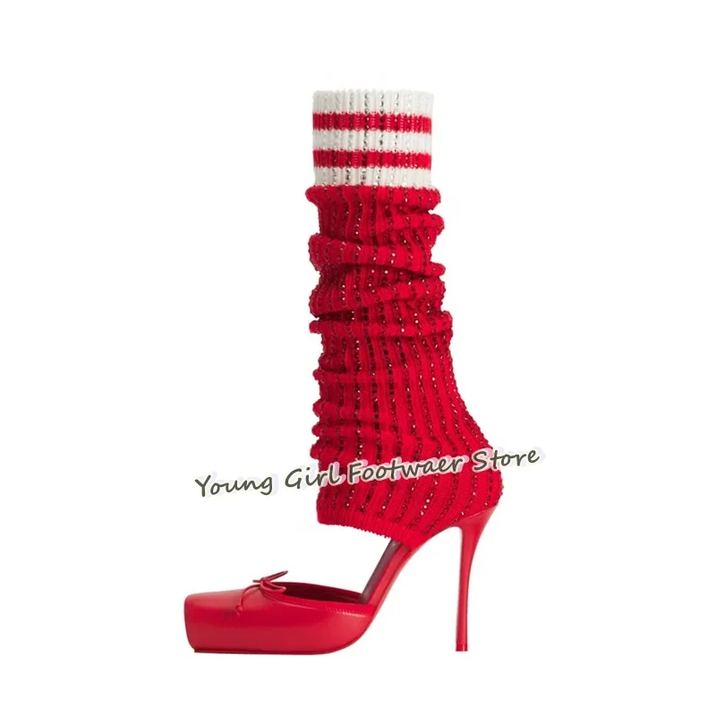 Knee High Sock Women - Shoe Cut Stiletto Heels Red Ballet