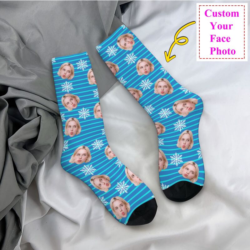 Dress Sock Men - Christmas Face Photo Personalized Custom Men