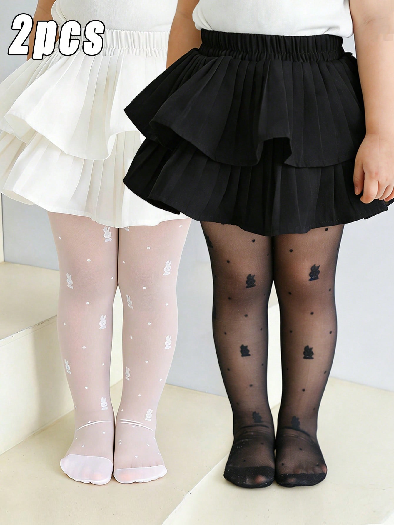 Tights Pantyhose Sheer - 2Pack Toddler Girl Rabbit Print Tights