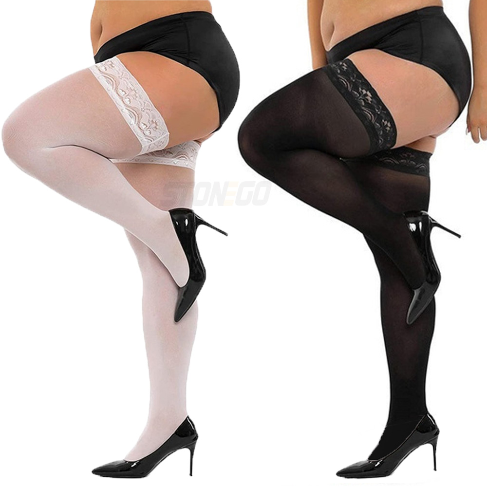 Thigh High Sock Stay Up - Plus Big Size Woman's Ultra-thin Lace