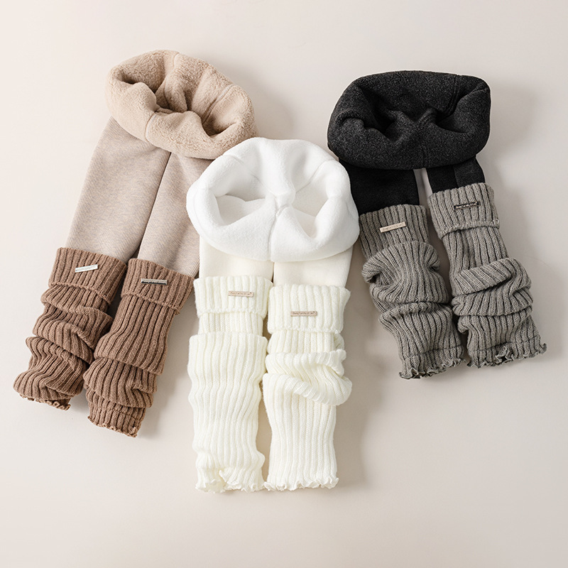 Boot Sock Slouchy - Kids Thermal Thickened Leggings Girls Knitted