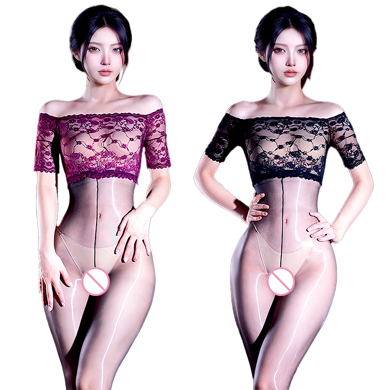 Tights Pantyhose Sheer - Sexy Oil Shiny Mesh Lace Bodysuit