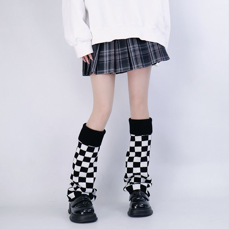 Black White Checkered Leg Warm - Boot Sock Slouchy review and price