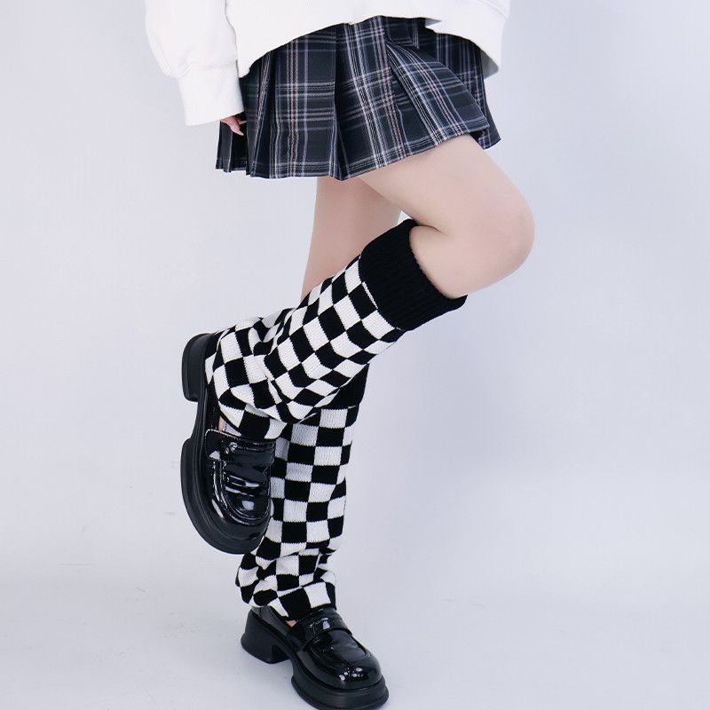 Black White Checkered Leg Warm - Boot Sock Slouchy review and price