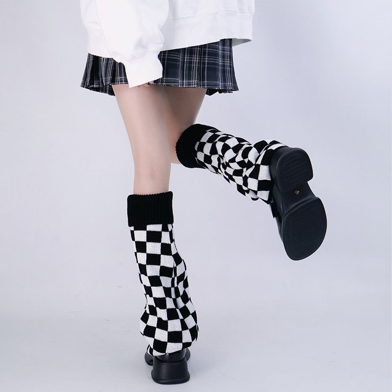 Black White Checkered Leg Warm - Boot Sock Slouchy review and price