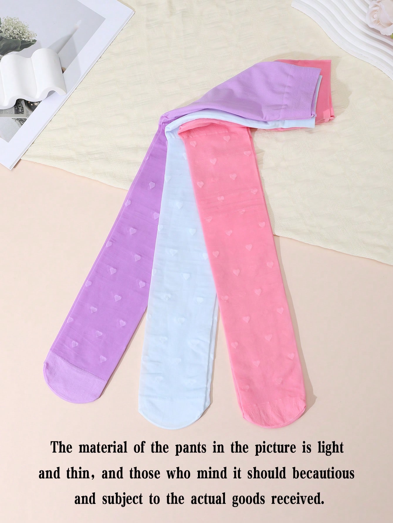 3Pcs Girls Heart Print Tights  - Tights Pantyhose Sheer review and price