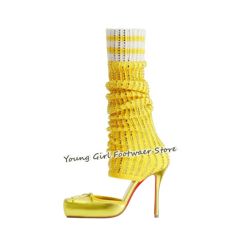 Shoe Cut Stiletto Heels Red Ba - Knee High Sock Women review and price