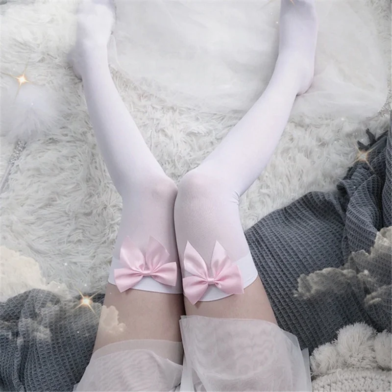 Sexy Women's Hosiery Pink Bow  - Thigh High Sock Stay Up review and price