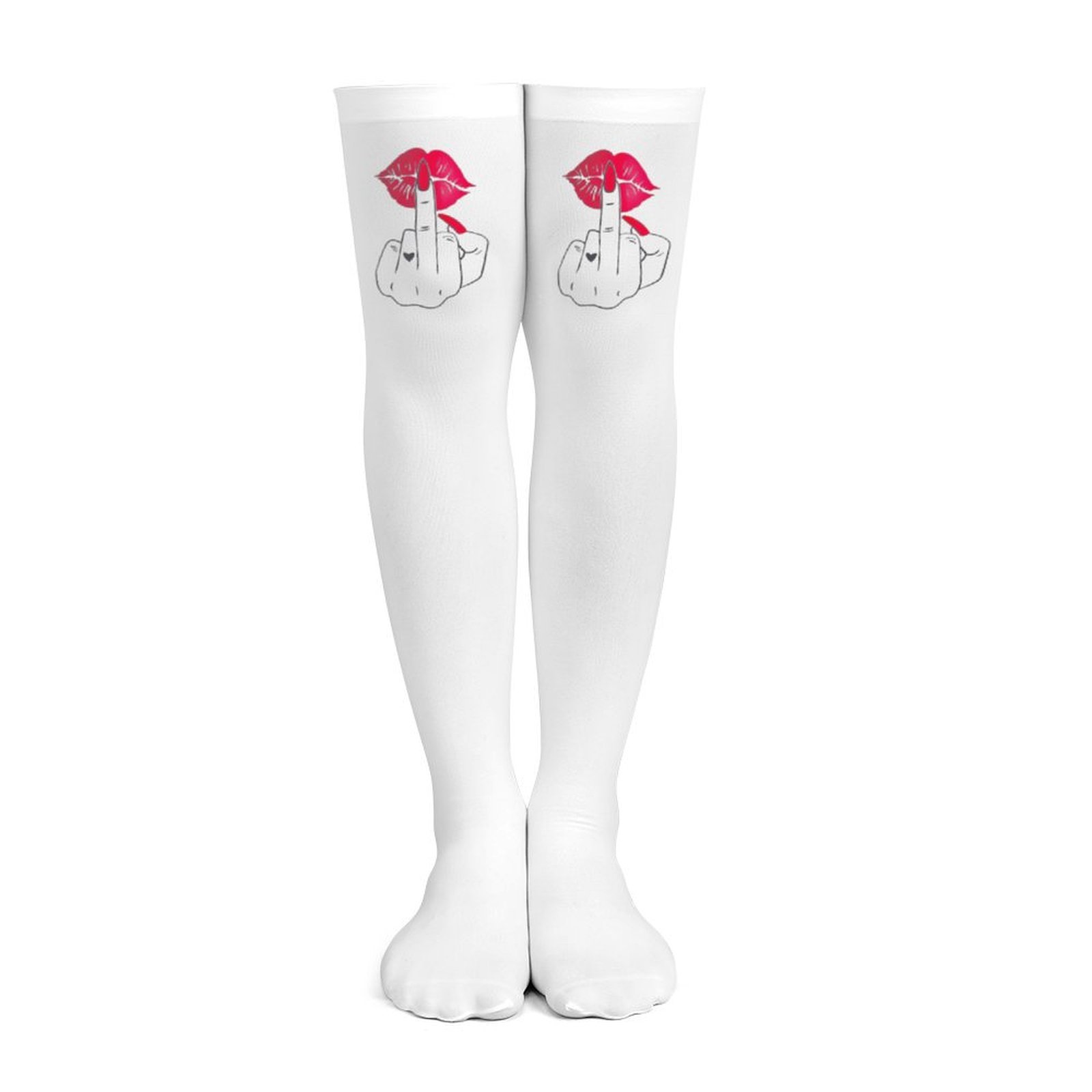 Ladies' white middle finger, r - Knee High Sock Women review and price