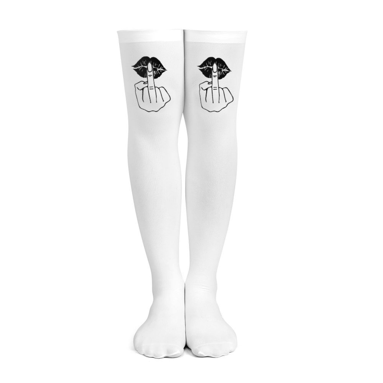 Ladies' white middle finger, r - Knee High Sock Women review and price