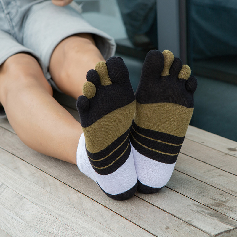 1/5 Pairs Men Colorful Stripe  - Toe Sock Split review and price