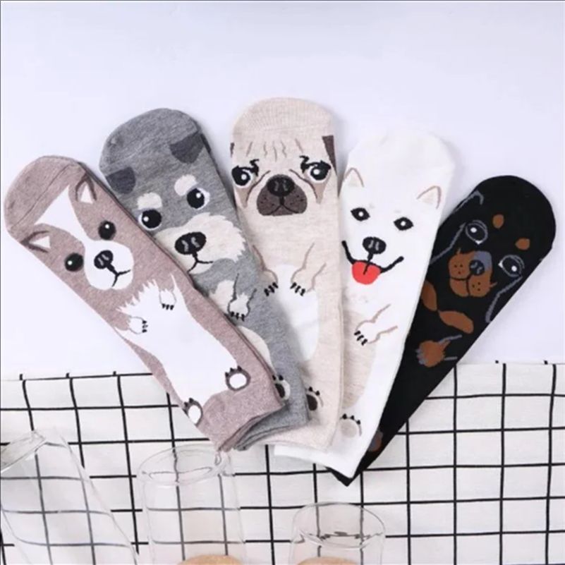 5 Pairs/pack Funny Cartoon Dog - Cotton Crew Sock Pack review and price