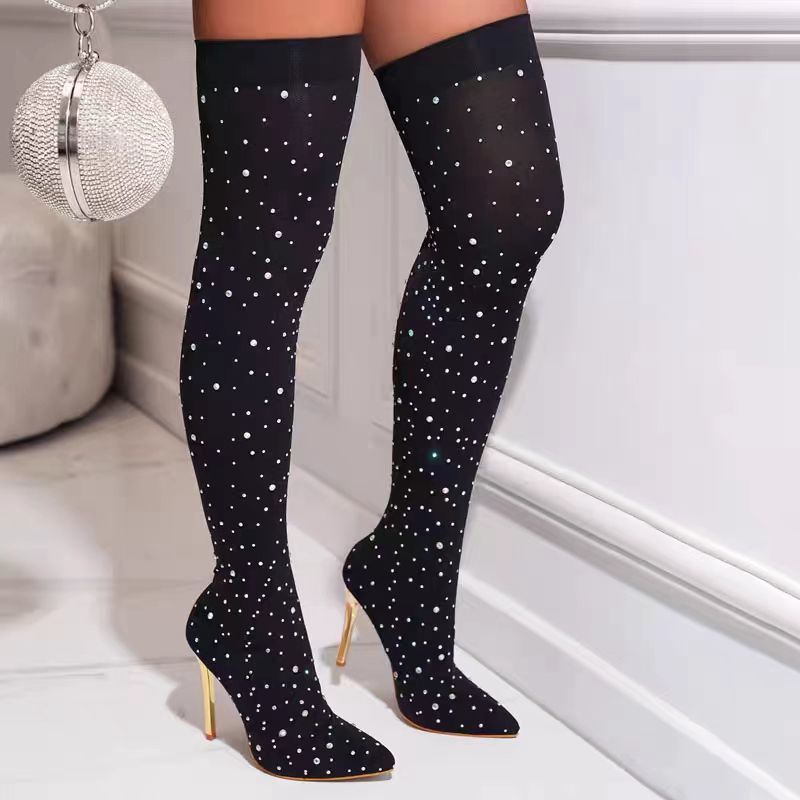 Rhinestone Slim Leg Stretch So - Knee High Sock Women review and price