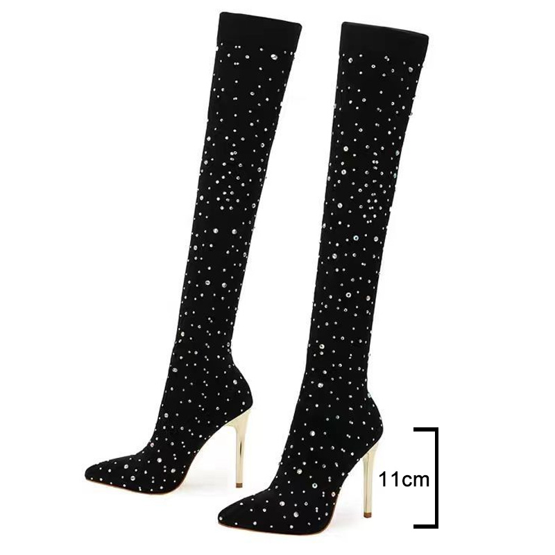 Rhinestone Slim Leg Stretch So - Knee High Sock Women review and price
