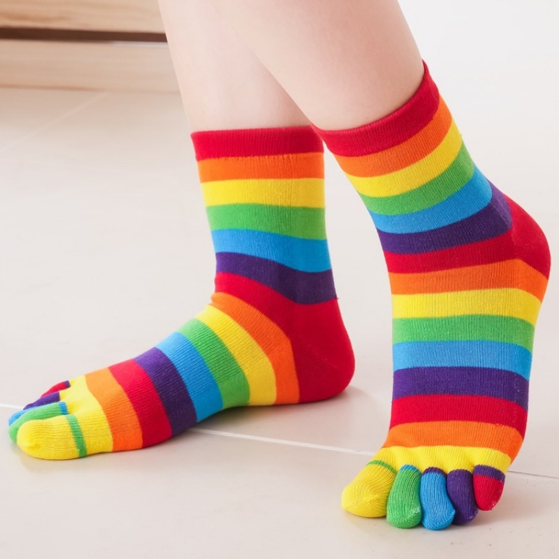 Women's Socks Rainbow Striped  - Toe Sock Split review and price