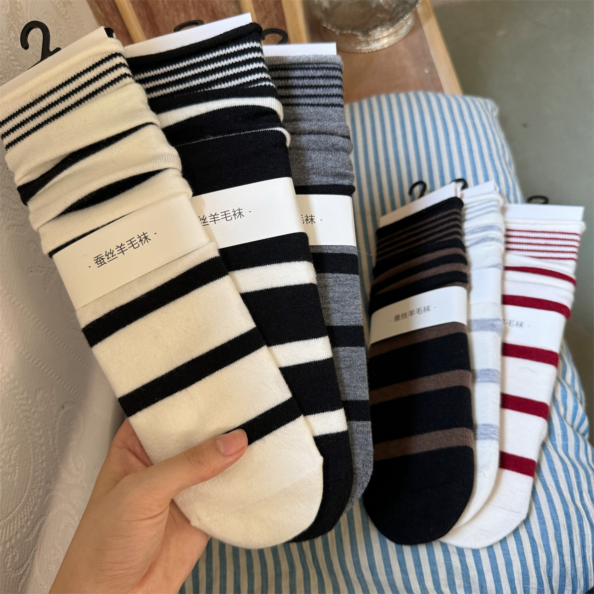 SP&CITY Korean Winter Striped  - Silk Sock Bamboo review and price