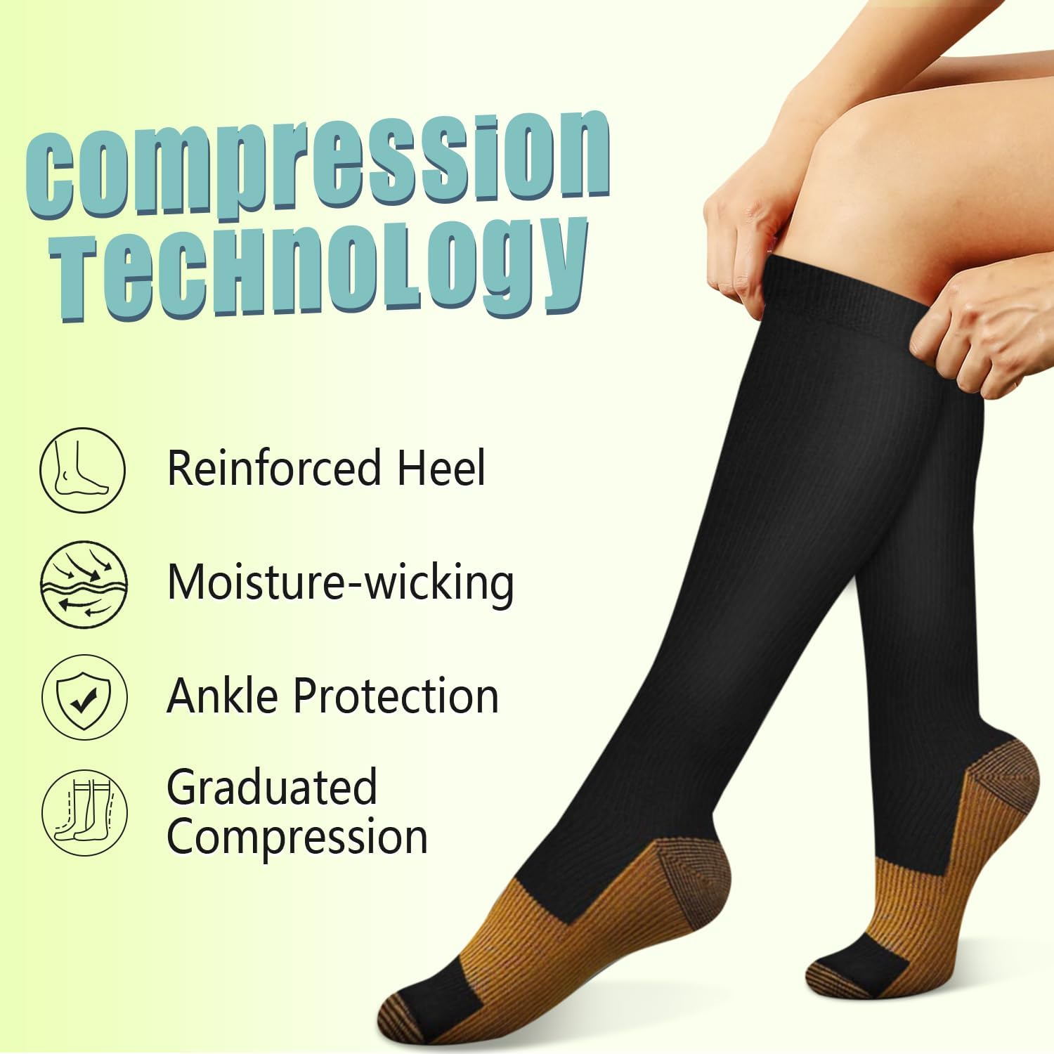 6 Pairs Solid Color Copper Com - Compression Sock Medical review and price