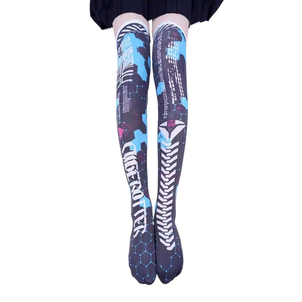 Anime Game Robot AI Mech Stock - Knee High Sock Women review and price